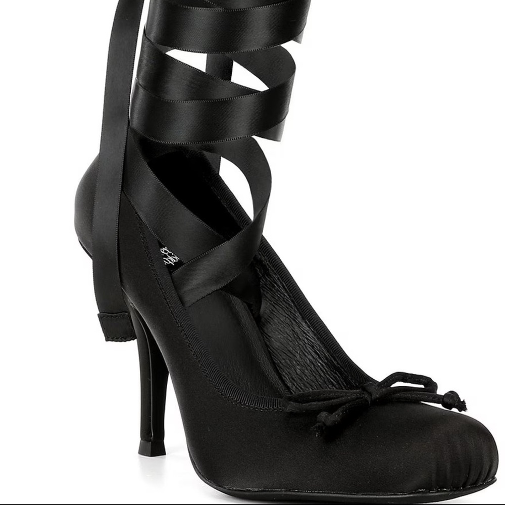 Jeffrey Campbell Nympha Satin Ballerina Stiletto Pumps Size W 11 Black